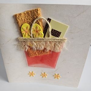 HAPPY BIRTHDAY GREETING CARD Sandals flip Flops basket beach